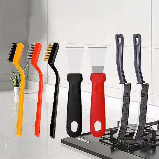 7 Piece Kitchen Cleaning Brush Set, Gas Stove Gap Brush and Scraper Kit for Deep Cleaning and Stain Removal