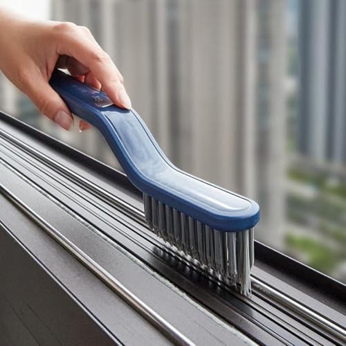 Healifty 2pcs Crevice Cleaning Brush Set Hard Bristle Gap Scrub Brush for Small Spaces Floor and Bathroom Grout Cleaning with Long Handle for Household Use