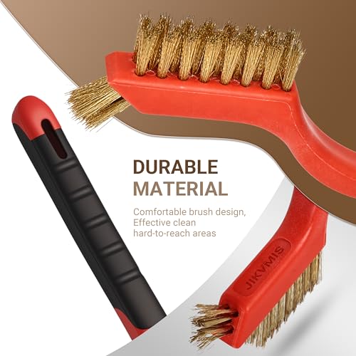 6 Pieces Brass Brush Set, Brass bristles for Cleaning Welding Slag and Rust,Scratch Brush with Mini Head & Hanging Hole for Everyday Cleaning - color: Brass