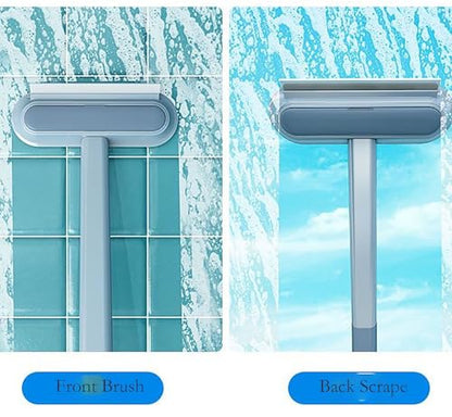 Screen Window Brush, 17.5 Inch x 7.1 Inch Blue Plastic Handle Two-Sided Mesh Cleaner Tool for Glass, Ceramic Tile and Screen Window (1)