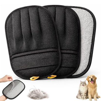 Wolfster Pet Hair Removal Glove for Dogs & Cats - Upgraded Reusable Electrostatic Pet Hair Removal Glove, Pet Hair Remover Tool for Laundry, Couch, Carpet & Car Seat, Gentle Grooming Mitt - color: Pack of 2