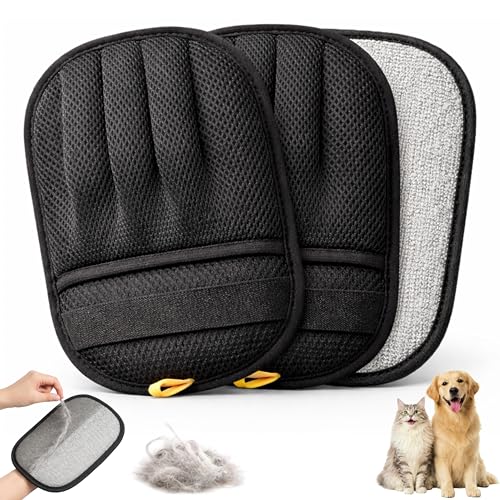 Wolfster Pet Hair Removal Glove for Dogs & Cats - Upgraded Reusable Electrostatic Pet Hair Removal Glove, Pet Hair Remover Tool for Laundry, Couch, Carpet & Car Seat, Gentle Grooming Mitt - color: Pack of 2