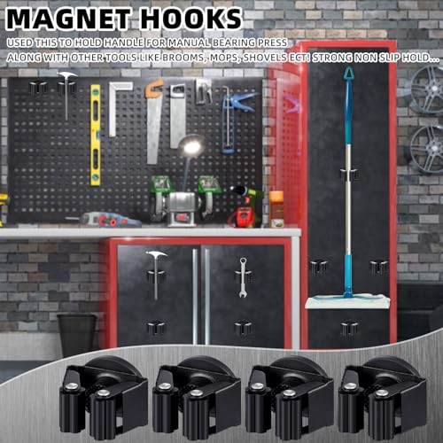 Vercraft 2 Pcs Magnetic Mop Broom Holder Movable Magnetic Broom Holder Rack, Anti Slip Wall Mounted Utility for Cleaning Tools, Garage, Kitchen, Laundry, Garden (Black) - color: black