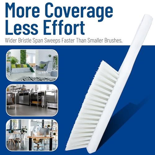 SPARTA 8 Inch Soft Counter Brush with Polyester Bristles and 5 Inch Handle, Color Coded Handheld Broom for Tables Countertops and Foodservice Surfaces, 13 Inch Overall Length, White, Pack of 6 - color: White