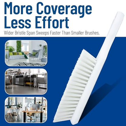SPARTA 8 Inch Soft Counter Brush with Polyester Bristles and 5 Inch Handle, Color Coded Handheld Broom for Tables Countertops and Foodservice Surfaces, 13 Inch Overall Length, White, Pack of 6 - color: White