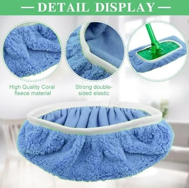 Microfiber Mop Pads - 3 Pack Reusable Washable Refills for Wet & Dry Floor Cleaning - Fits Most Standard Mops - Light Blue Household Cleaning Pads - color: Light Blue