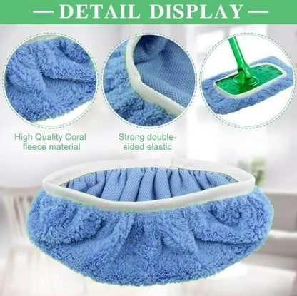 Microfiber Mop Pads - 3 Pack Reusable Washable Refills for Wet & Dry Floor Cleaning - Fits Most Standard Mops - Light Blue Household Cleaning Pads - color: Light Blue