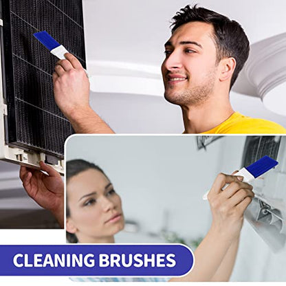 4 Packs Air Conditioner Condenser Cleaning Brush Refrigerator Coil Brush HVAC Coil Cleaner Brush Small Plastic Whisk Brush (Blue) - color: Blue