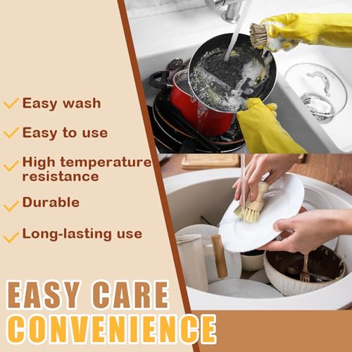 Nuenen 6 Packs Bamboo Dish Scrub Brushes Wooden Scrubbers Set Kitchen Dishwashing Scrubber with Natural Sisal Bristles for Iron Pot Pan Sink (Sisal and Coconut Palm) - size: Sisal and Coconut Palm
