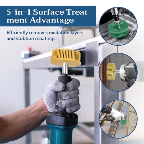 3Pcs Bristle Disc 2 Inch Gasket Remover Wheel Tool - 50#, 80#, 120# Size, White & Yellow & Green Bristle Brush Cleaning Disc with 1/4 Shank Attachment Abrasive Coating Discs