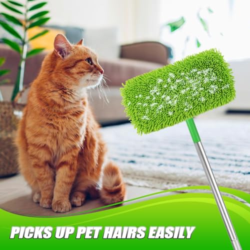 Set of 4 Reusable Microfiber Mop Pads Compatible with Swiffer Sweeper, Dry Sweeping Cloths, Washable Wet Mopping Cloth Refills for Floor Cleaning (Mop is Not Included) (4 Pack, Green) - color: Green
