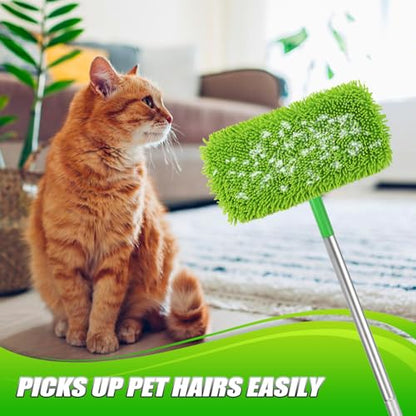 Set of 4 Reusable Microfiber Mop Pads Compatible with Swiffer Sweeper, Dry Sweeping Cloths, Washable Wet Mopping Cloth Refills for Floor Cleaning (Mop is Not Included) (4 Pack, Green) - color: Green