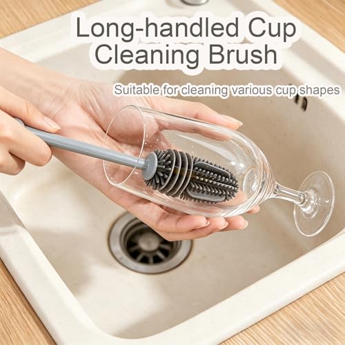 Long Handle Silicone Bottle & Cup Brush – Flexible Deep Cleaning for Bottles, Cups and Containers