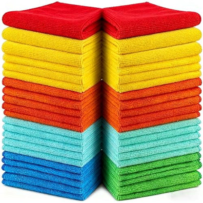5 PCS Microfiber Cleaning Cloth - 12"x12" Absorbent Towels Weave Grime & Liquid for House,Kitchen,Window,Car
