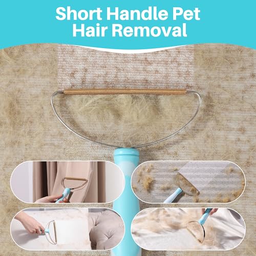 JOYMOOP 2 PCS Carpet Rake for Pet Hair Removal, 63" Adjustable Long Handle and Short Handle Carpet Scraper for Rugs, Sofa,Cloth, Metal & Silicone Dog Hair Carpet Rake - size: 2 PCS[1 Long Handle+1 Short Handle]