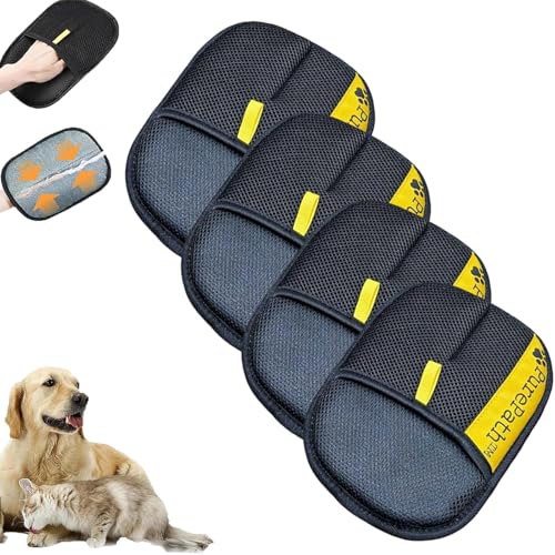 Hair Remover Glove, Electrostatic Pet Hair Remover Glove for Dogs and Cats, Cat Hair Removal Brush, Pet Grooming Supplies for Clothing, Couch, Carpet, Car Seat, Bed, Laundry (4Pc) - color: 4Pc