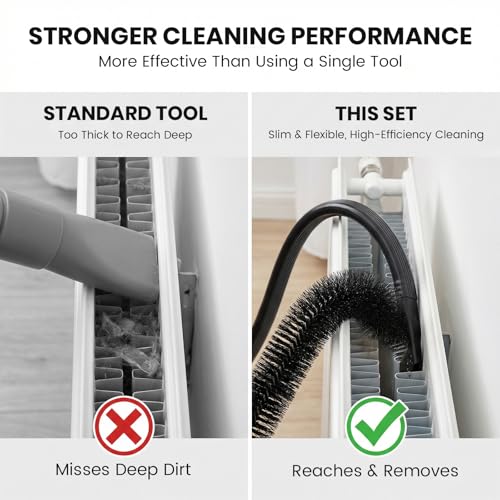 25" Flexible Dryer Vent Cleaner Kit - Household Cleaning Supplies, Refrigerator Appliance Long Coil Brush, Flexible Lint Remover, for Vacuum Hoses All 1-1/4" or 1-3/8" (32mm - 35mm) Vacuum