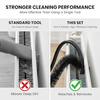 25" Flexible Dryer Vent Cleaner Kit - Household Cleaning Supplies, Refrigerator Appliance Long Coil Brush, Flexible Lint Remover, for Vacuum Hoses All 1-1/4" or 1-3/8" (32mm - 35mm) Vacuum