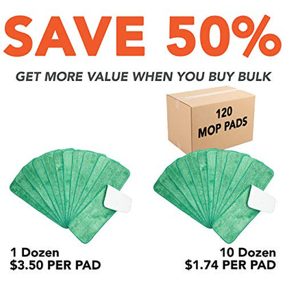 Arkwright Spray Mop Replacement Pads - (Pack of 12) Bulk Microfiber Flat Dry and Wet Refill Mop Pads Floor Cleaning, Compatible with Bona and Rubbermaid, Fits All Mop Heads, 18 in, Green - color: Green, size: 18 Inch (Pack of 12)