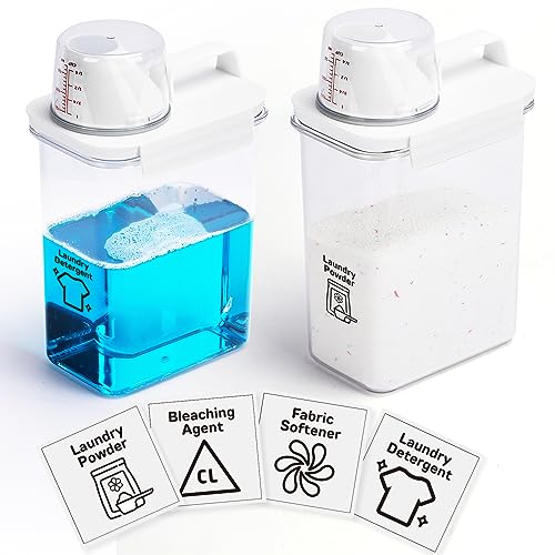 Laundry Detergent Dispenser-2 Pack, 61 oz Detergent Dispenser with 4 Removable Labels, Laundry Soap Dispenser for Laundry Room Organization and Storage, BPA Free & PET Plastic Clear - size: 1 Count (Pack of 1)