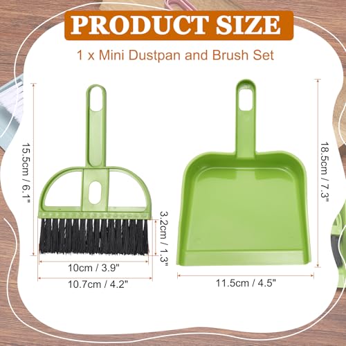 uxcell 2 Pcs Mini Dustpan and Brush Set, Small Broom and Dustpan Set for Home Office Tabletops Sofas Keyboards Cleaning, Bright Green - color: Bright Green