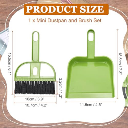 uxcell 2 Pcs Mini Dustpan and Brush Set, Small Broom and Dustpan Set for Home Office Tabletops Sofas Keyboards Cleaning, Bright Green - color: Bright Green