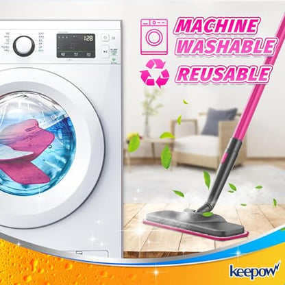 KEEPOW Microfiber Steam Mop Pads Compatible with Schenley Steam Mop 7 in 1, Washable and Reusable Mop Replacement Pads Steam Cleaner Attachments for Multi Surface Floor 2 Pack - color: Pink, 2 Pack