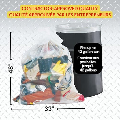Maximum Heavy Duty Garbage Bags, 42-Gallon, 3 Mil, Clear Garbage Bags Extra Large, Tear Resistant, Industrial Strength, 32 Counts - color: Clear