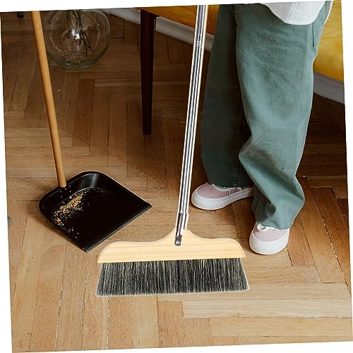 VICASKY Soft Bristle Broom with Long Handle Static Hardwood Floor Cleaning Brush for Home and Office Thick Bristles for Pet Hair and Dirt Removal Indoor Outdoor Sweeping Tool