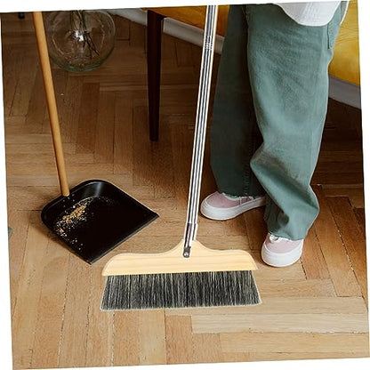 VICASKY Soft Bristle Broom with Long Handle Static Hardwood Floor Cleaning Brush for Home and Office Thick Bristles for Pet Hair and Dirt Removal Indoor Outdoor Sweeping Tool