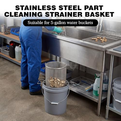 1 Pcs 1/32″ Mesh 5 Gallon Dip and Drain Stainless Steel Part Cleaning Strainer Basket for Buckets, Swing Handle, for Mechanics, Auto Parts Washing, Shop & Home Workshop, Bucket Not Included - size: 5 Gallon,1/32″