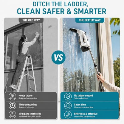 Cordless Window Vacuum Cleaner – Streak-Free Shower Glass & Window Cleaning in Seconds, Powerful Suction Rechargeable Handheld Window Vac, No Drips, Easy for Mirrors, Tiles & Car Windows