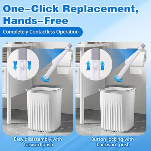 Disposable Toilet Brush with 24 PCS Replaceable Heads, Deep Cleaning Hygienic Bathroom Toilet Bowl Cleaning System with Holder