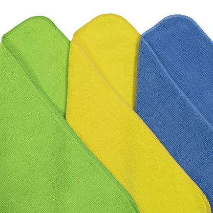 POLYTE Premium Microfiber Cleaning Towel,16x16 in 36 Pack (Blue,Green,Yellow) - color: Blue,green,yellow