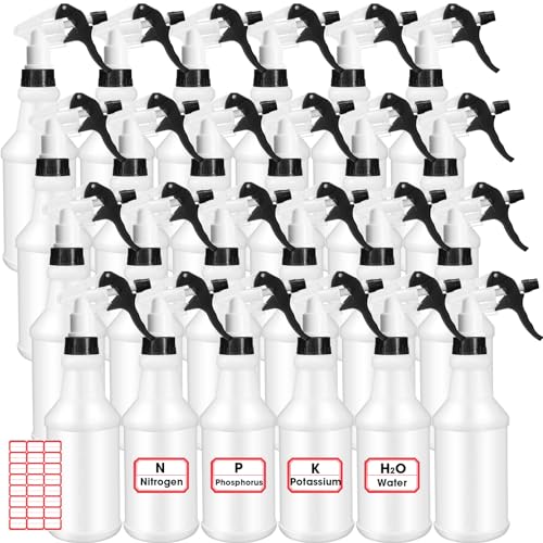 Rtteri 24 Pcs 16 Oz Plastic Spray Bottle for Cleaning Solutions Bulk Empty and Reusable Leak Proof Spraying Bottles for Cleaning, Water, Auto Details, Commercial, Bathroom(Black, White) - color: Black, White