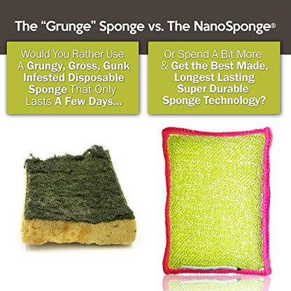 Nano Sponge Cleaning Sponges. Supersized Everyday Heavy Duty Household Kitchen and Dish Sponge. 2 Pack. 4.5 x 3 - size: 4.5x3 Inch (Pack of 2)