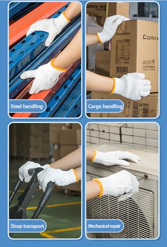 Unisex white cotton polyester knittedsafety gloves,suitable for gardening,warehouse,cooking work-12/36/240 pairs - color: A-white (240 Pairs) No Dots