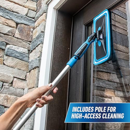 Unger Professional Indoor Window Cleaning Kit with 2' Pole — Swivel Head Pad Washer for Glass, Mirrors & Flat Surfaces, Streak-Free Results, 2 Reusable Microfiber Pads, Wet or Dry Use - size: 1 Count (Pack of 1), style: ProClean Window Cleaning Kit