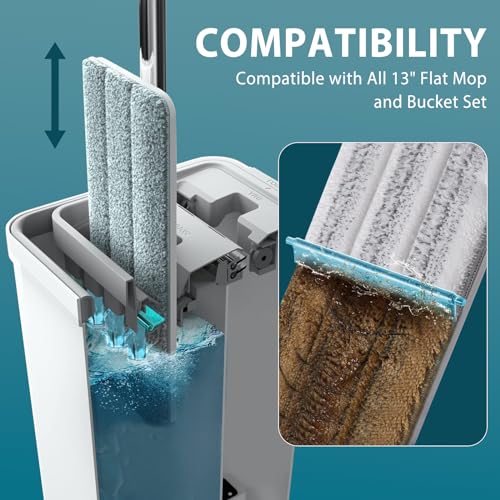 Mop Replacement Pads Compatible with JOYMOOP Flat Mop or Mop Bucket Set - Microfiber Flat Mop Pads for All 13" X 4.9" Squeeze Flat Floor Mop - Washable Mop Head Replacement (3+3 Pack) - color: 6 Pack