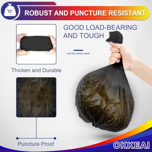 OKKEAI Small Garbage Bags for Bathroom Can 5 Liter Trash Bags 1.2 Gal Waste Basket Liners for Bathroom Mini Trash Bags Trash Plastic Bags Small - style: 8L-60Bags-Black
