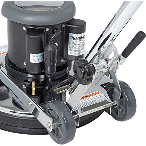 Global Industrial Corded Low Speed Floor Machine, 20" Cleaning Path, Durable Stainless Steel Construction, Heavy-Duty 1.5 HP Motor, 50'L Safety GFCI Power Cord
