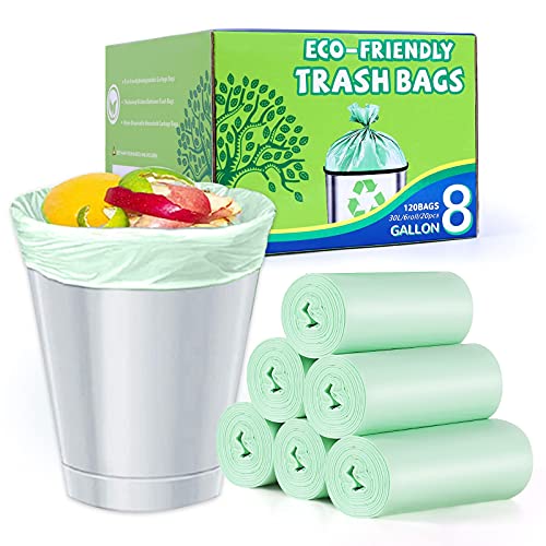 8 Gallon Trash Bags Medium Garbage Bags, Extra Strong Trash-Can-Liner for Bathroom Kitchen Office (120 Counts, 30 Liter, Green) - color: 8Gal-Green-120pcs