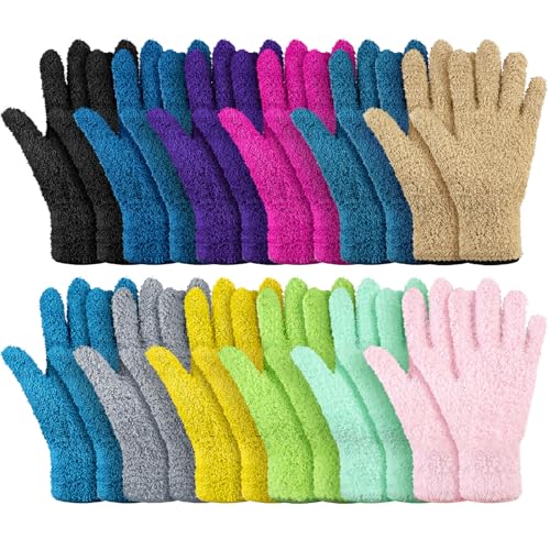 Geyoga 12 Pairs Microfiber Dusting Gloves Household Dusting Cleaning Glove Washable Plant Dusting Mittens - size: Small