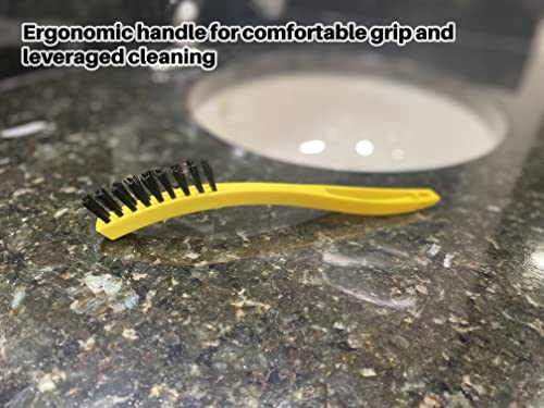 Rubbermaid Commercial Products 8.5" Tile and Grout Scrub Brush, Plastic Bristles, Black, for Industrial/Professional Use On Grout, Tile, and Other Small Areas - size: 8.5"
