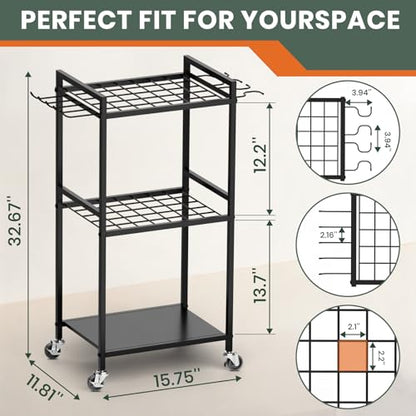 SPACECARE Garden Tool Organizer with Wheels, Yard Tower Rack for Garage Organization and Storage, Up to 35 Long-Handled Tools/Rakes/Brooms, Heavy Duty Steel Garden Tool Stand for Shed, Outdoor, Black - style: RACK-with Wheels