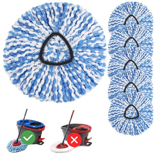 6 Pack Spin Mop Head Replacement for O Ceda RinseClean Spin Mop Refill, Mop Replace Head for Only 2-Tank System, Fluffy Microfiber, Deep Cleaning Machine Washable - size: 6pcs 2-Tank Mop Refills Small