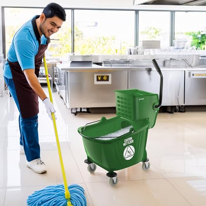 Dryser Commercial Side Press Wringer Combo Mop Bucket, 33 Quart, Green - color: Green
