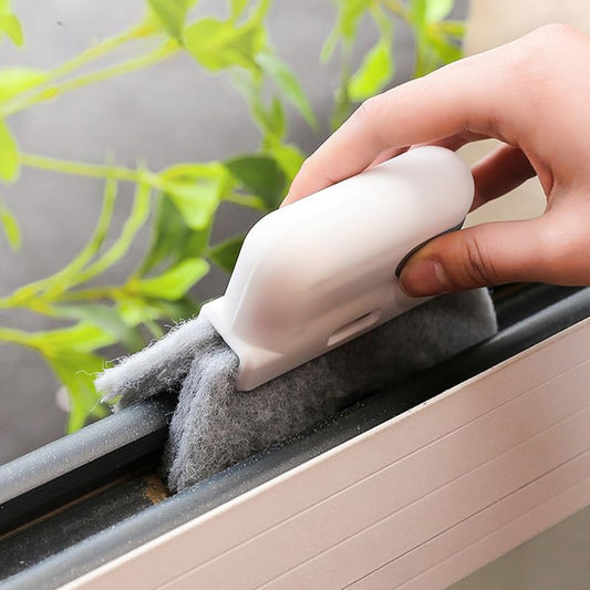 2 in 1 Window Track Cleaning Brush, Detachable Groove Cleaning Tool with Scrub Pad for Sliding Door Track Window Frame Gap Cleaning (Gray) - color: Gray