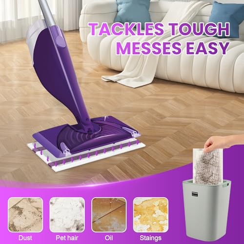 Pure Realm Wet Jet Refills Compatible with Swiffer Wet Pads Refills Hardwood Floor Cleaner Spray Mop Pad Refill, Bathroom Cleaning Supplies, Hardwood Floor Cleaner, Multi Surface，30 Count - color: Purple 30 Mop Pads