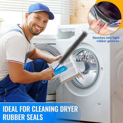 5 Pack Dryer Vent Cleaner Kit, Extra Long Flexible Brushes for Lint, Pet Hair & Dust, Refrigerator Coils, Home Washers, Sinks & Drains - color: Gray